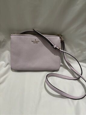 kate spade Pebbled Leather Double-Zip Crossbody in Lilac